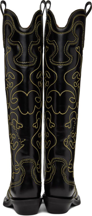 GANNI Black & Yellow Western Tall Boots - Picture 5