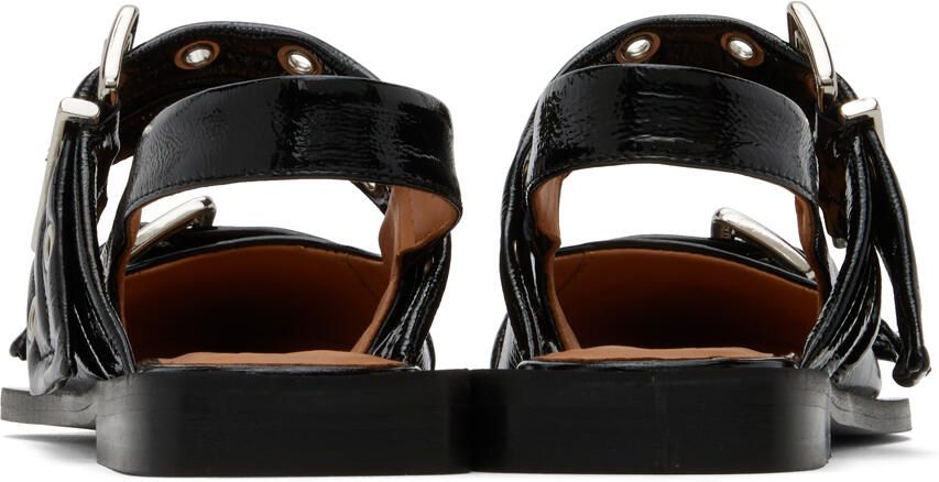 GANNI Black Buckle Ballerina Slippers