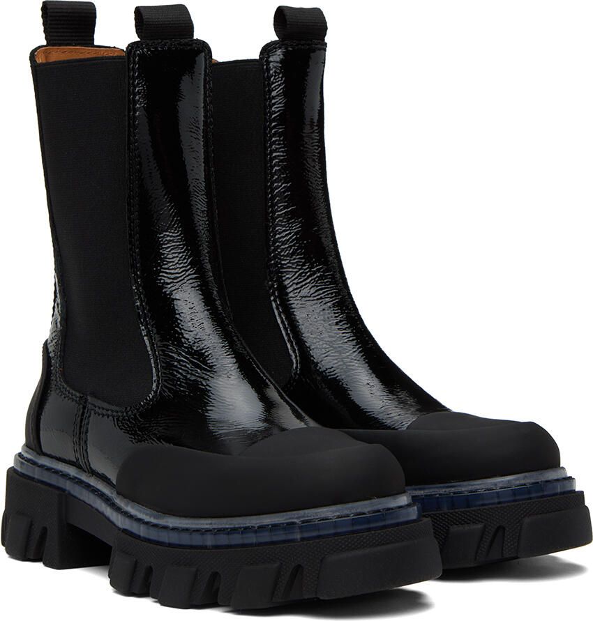 GANNI Black Cleated Chelsea Boots - Picture 2