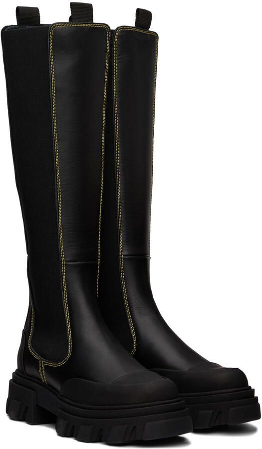 GANNI Black Cleated High Chelsea Boots - Picture 4