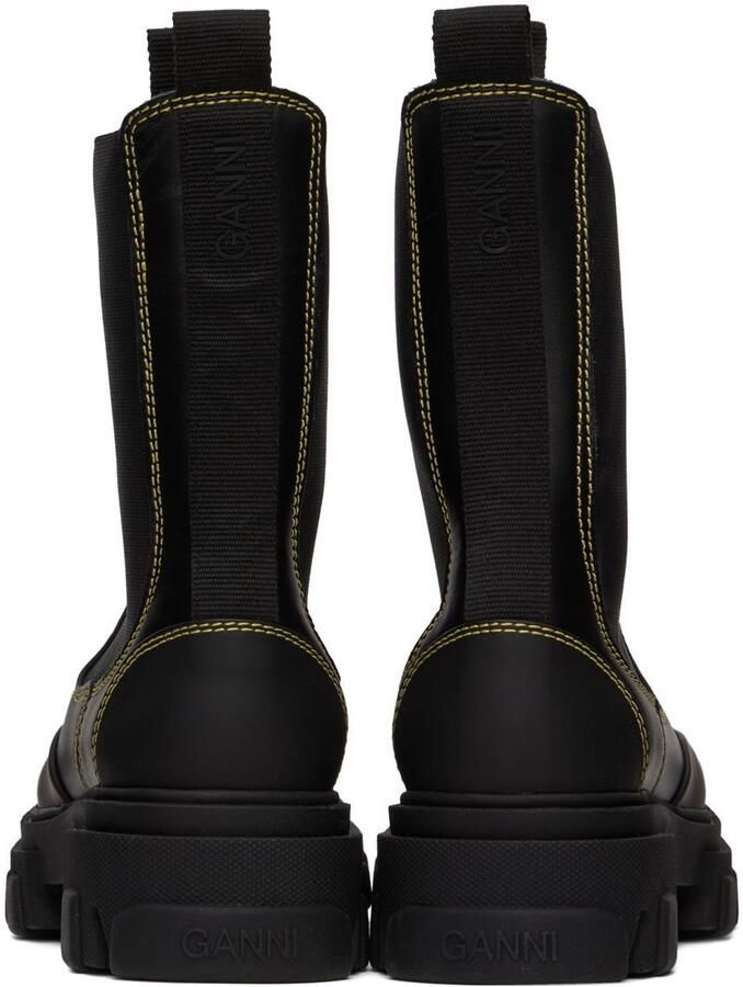 GANNI Black Cleated Mid Chelsea Boots - Picture 5