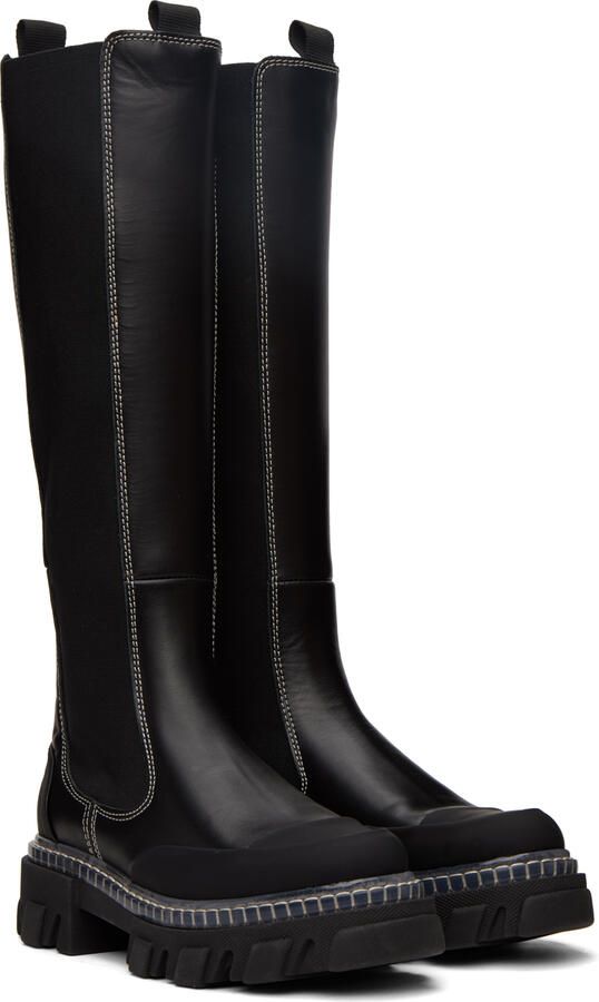 GANNI Black Cleated Tall Boots - Picture 2