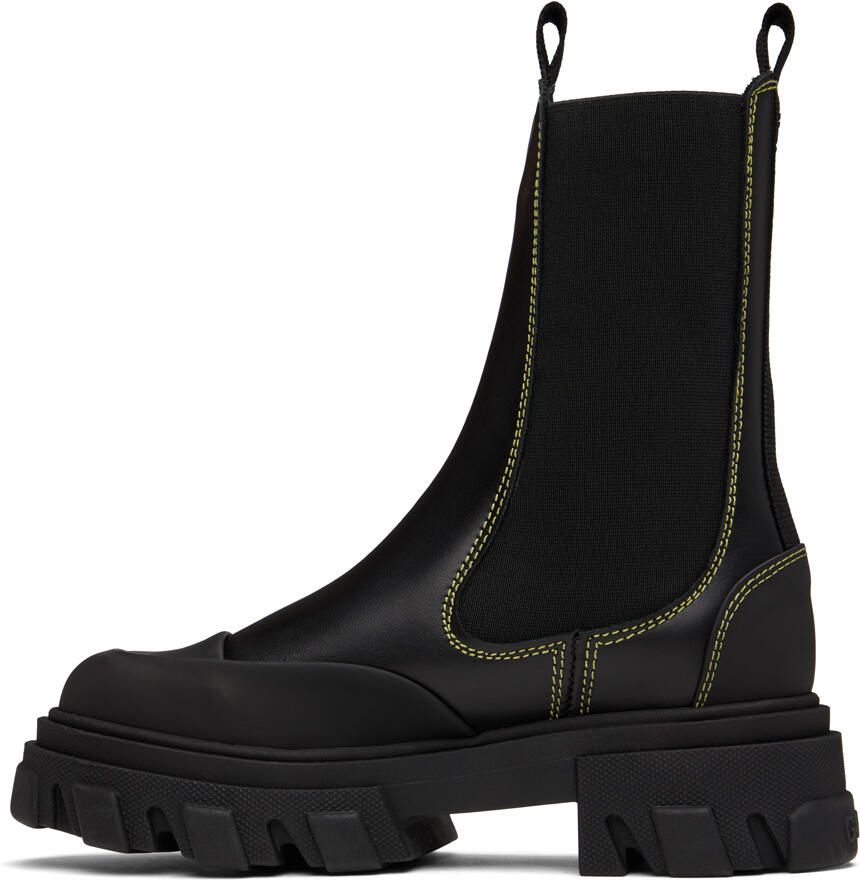 GANNI Black Cleated Mid Chelsea Boots