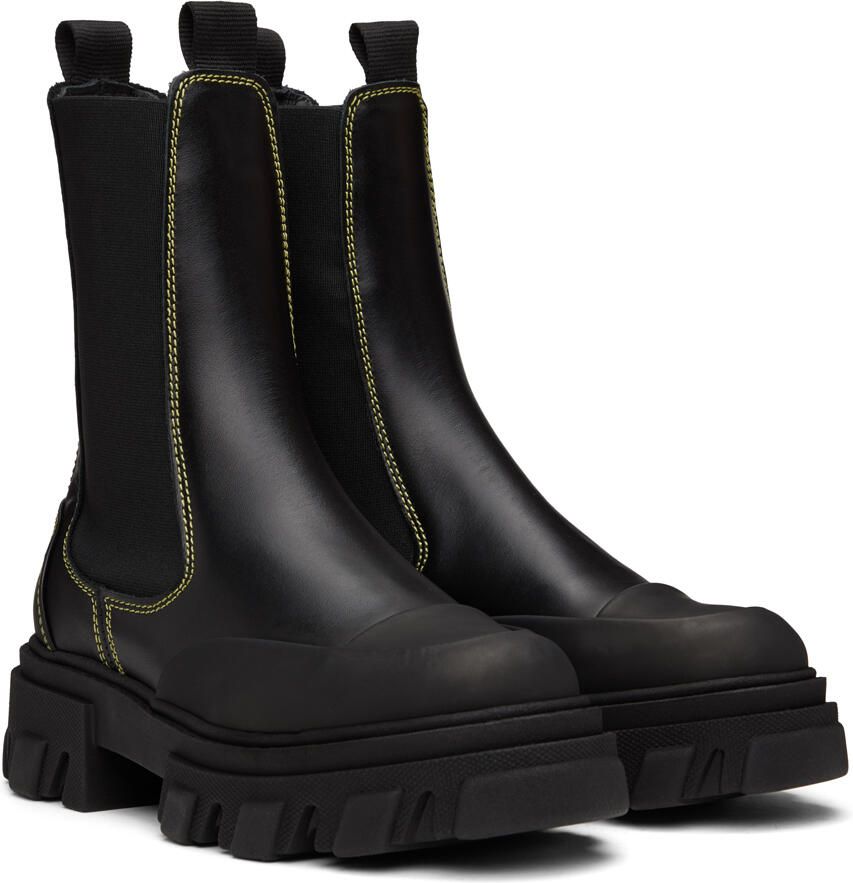 GANNI Black Cleated Mid Chelsea Boots - Picture 2