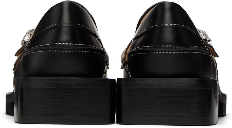 GANNI Black Embellished Loafers