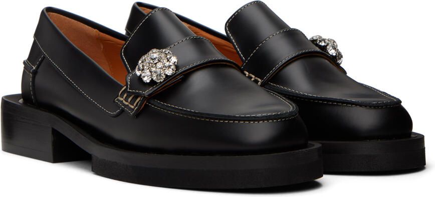 GANNI Black Embellished Loafers - Picture 2