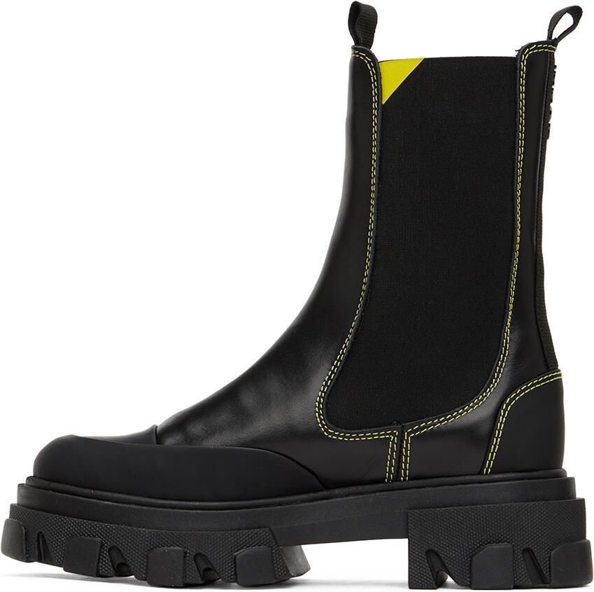 GANNI Black Cleated Mid Chelsea Boots