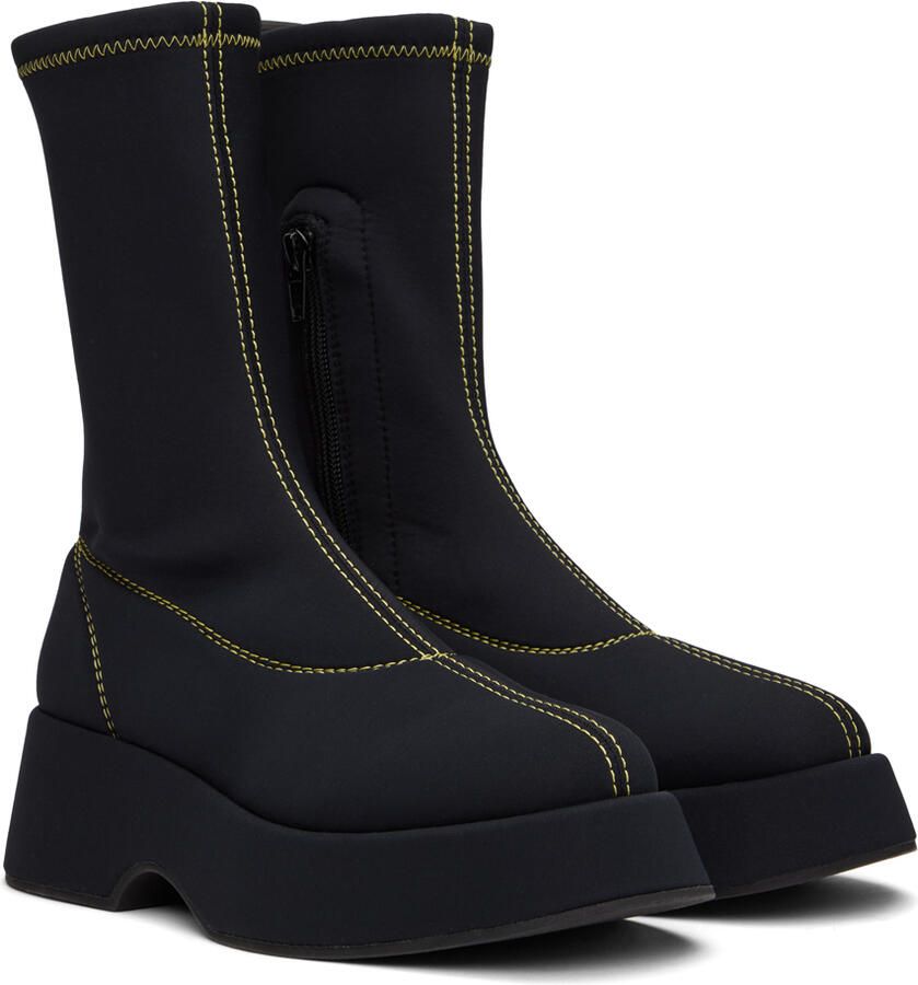 GANNI Black Retro Flatform Sock Boots - Picture 3