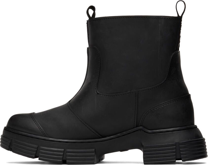 GANNI Black Rubber Ankle Boots - Picture 3