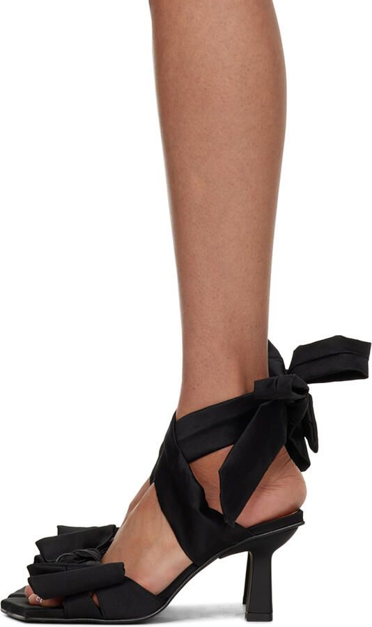 GANNI Black Soft Bow Heeled Sandals - Picture 4