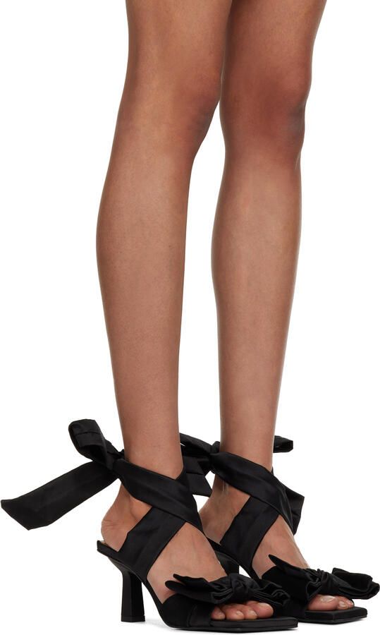 GANNI Black Soft Bow Heeled Sandals - Picture 2