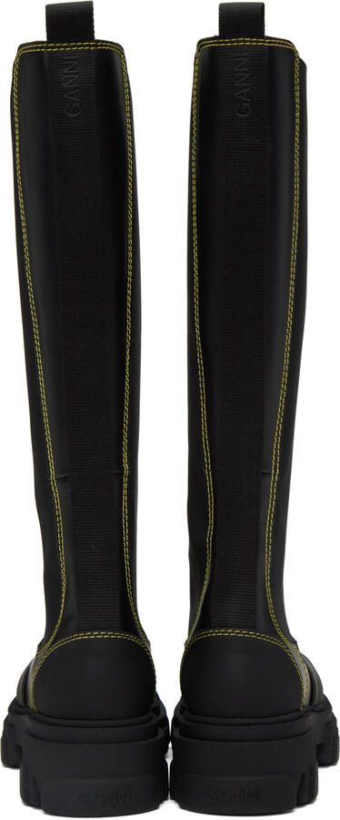 GANNI Black Cleated High Chelsea Boots - Picture 7