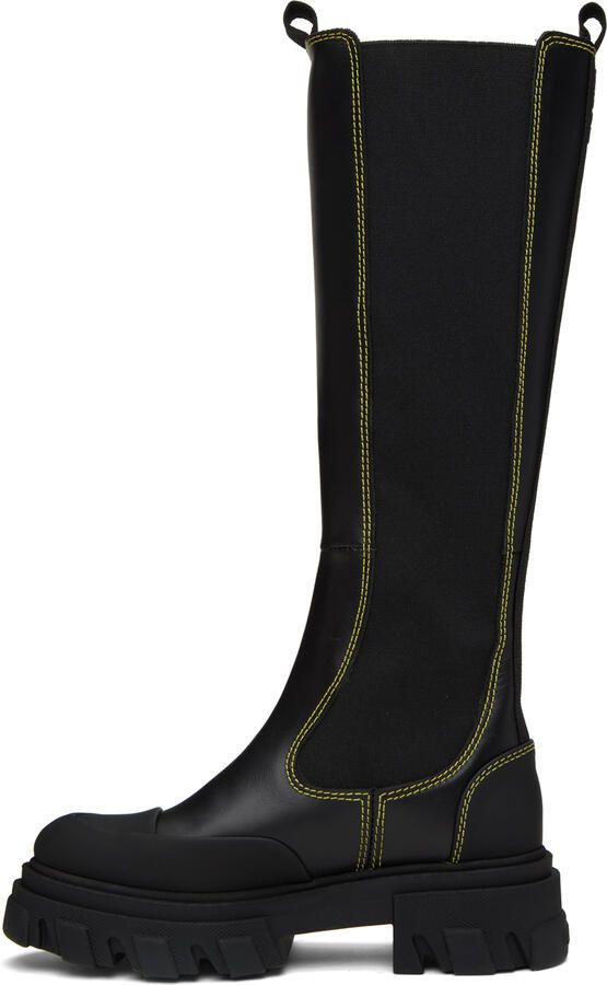 GANNI Black Cleated High Chelsea Boots - Picture 2