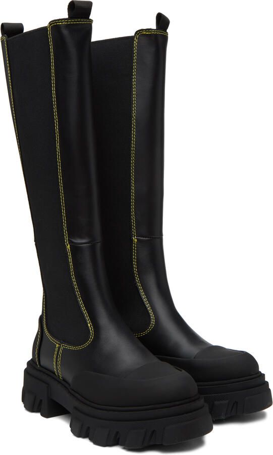 GANNI Black Cleated High Chelsea Boots - Picture 3