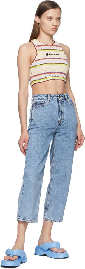 GANNI Blue Retro Thong Platform Sandals - Picture 4