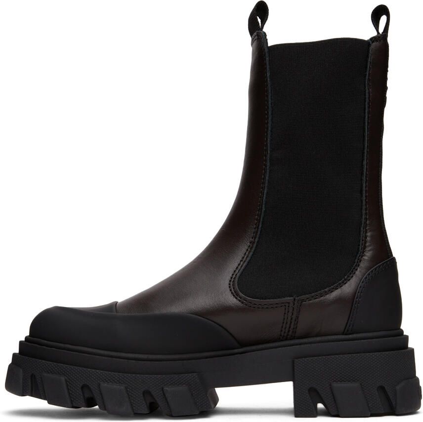 GANNI Brown Calfskin Chunky Chelsea Boots