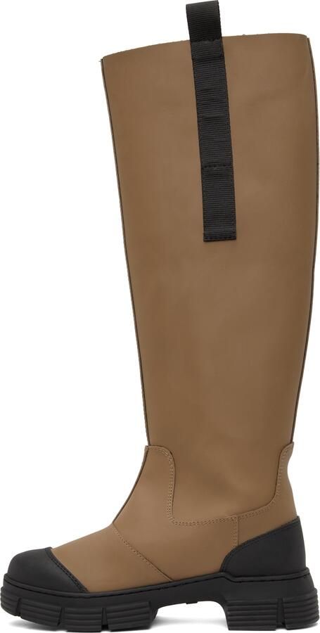 GANNI Brown Recycled Rubber Country Tall Boots