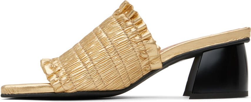 GANNI Gold Smock Mules - Picture 3