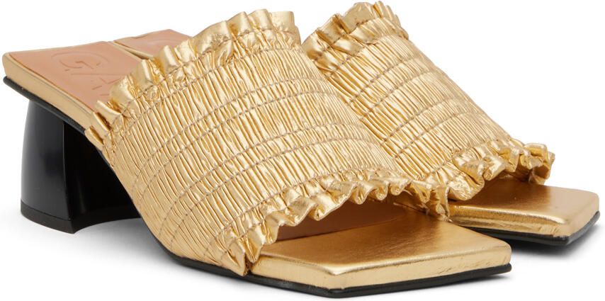 GANNI Gold Smock Mules