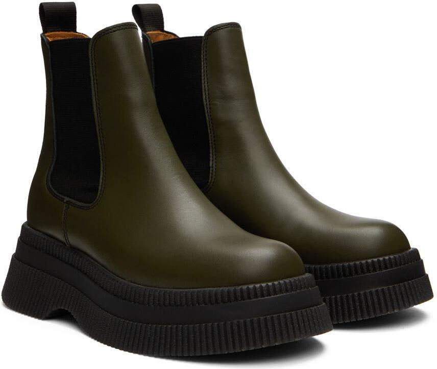 GANNI Green Chunky Chelsea Boots - Picture 2