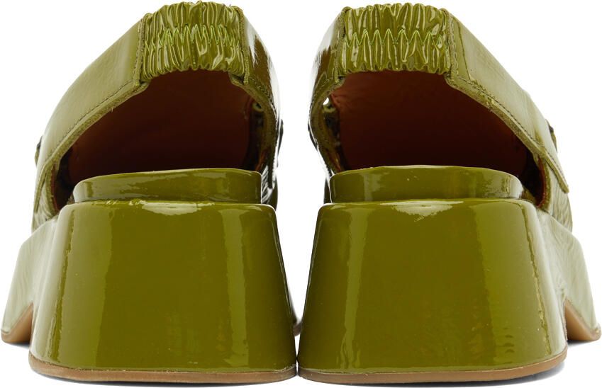 GANNI Green Retro Slingback Platform Loafers
