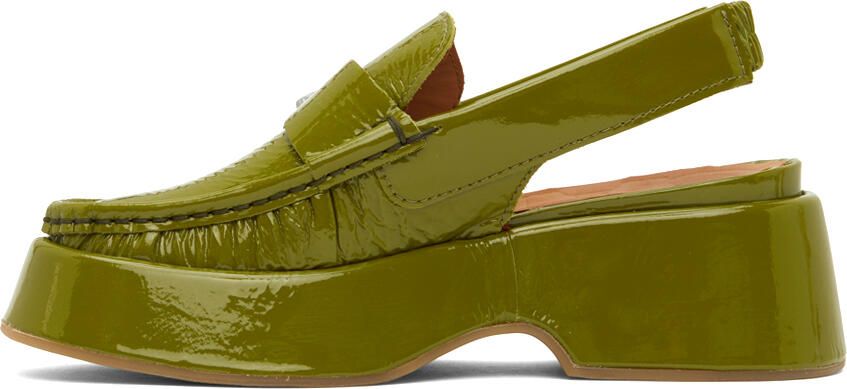 GANNI Green Retro Slingback Platform Loafers - Picture 3