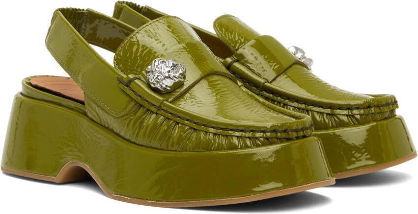 GANNI Green Retro Slingback Platform Loafers - Picture 2