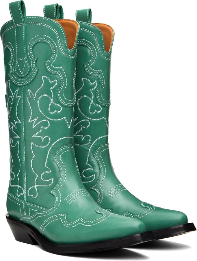 GANNI Green Western Boots - Picture 2