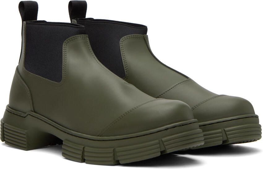 GANNI Khaki City Chelsea Boots - Picture 2