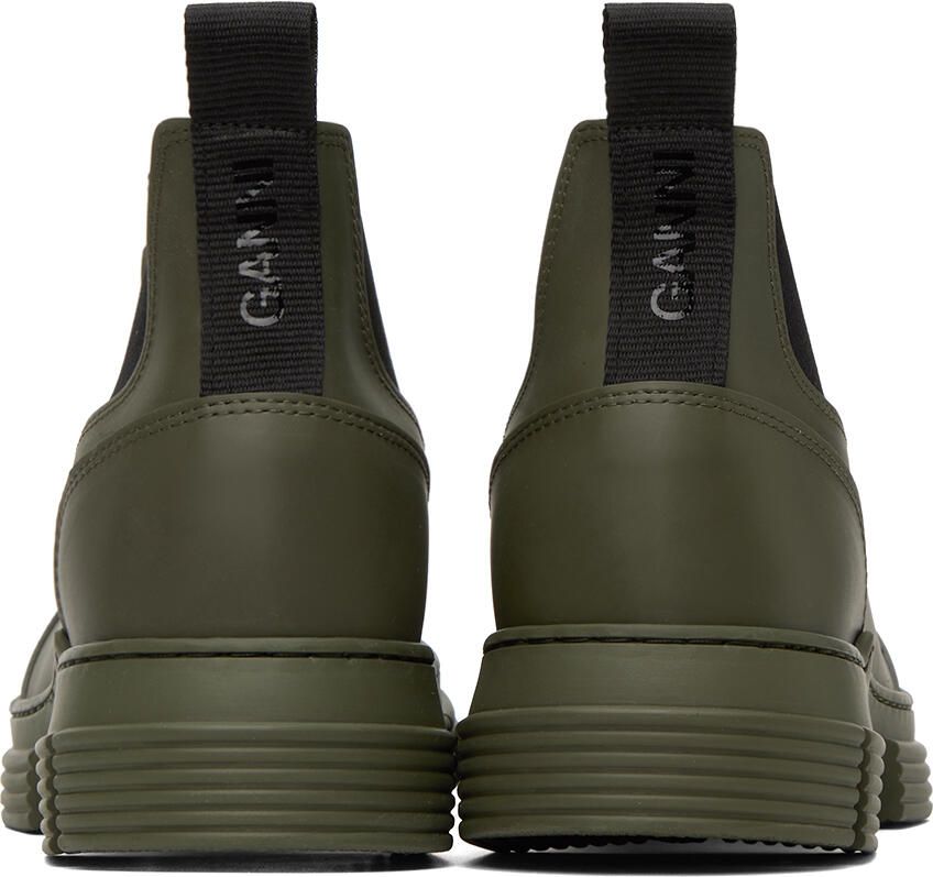 GANNI Khaki City Chelsea Boots