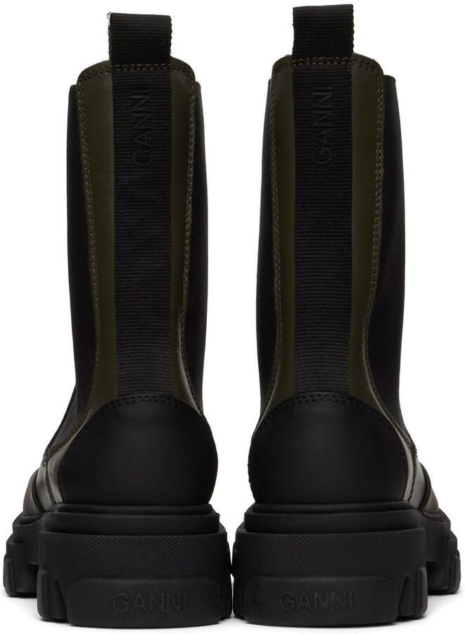 GANNI Khaki Cleated Mid Chelsea Boots - Picture 4