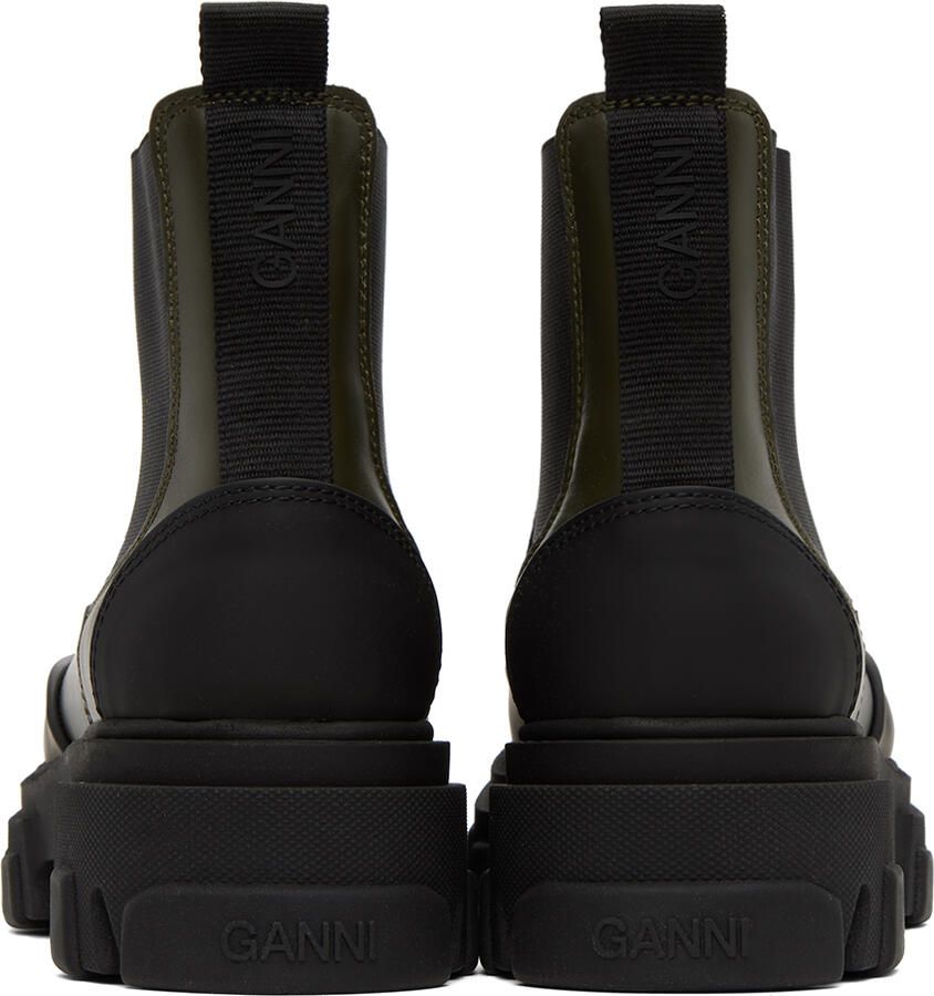 GANNI Khaki Low Chelsea Boots