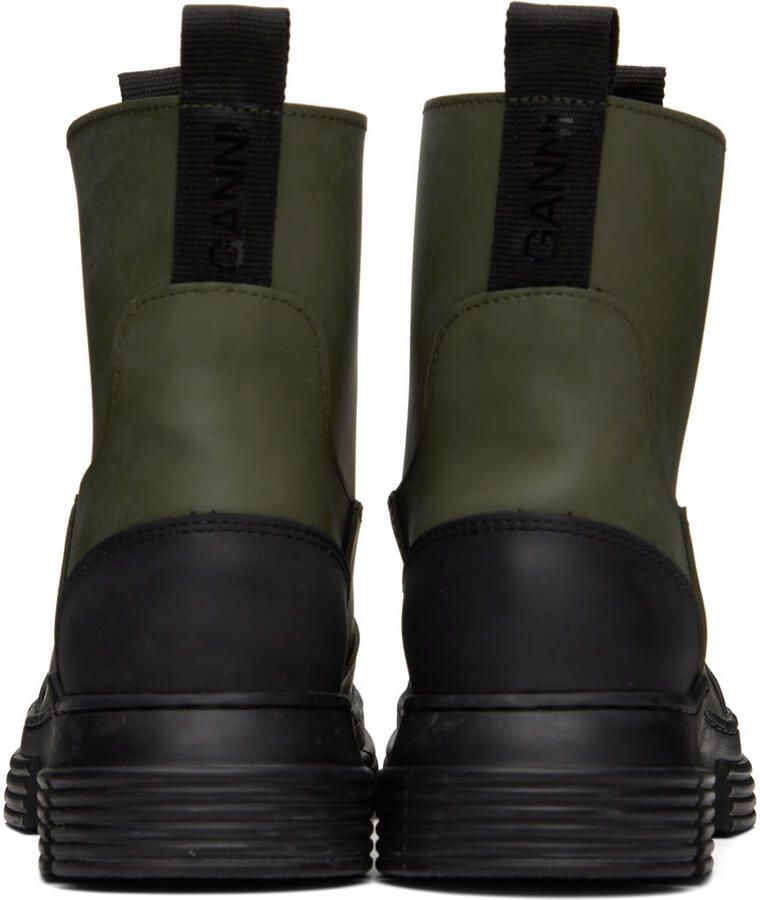 GANNI Khaki Rubber Ankle Boots