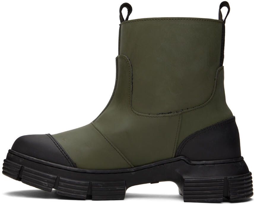 GANNI Khaki Rubber Ankle Boots - Picture 3