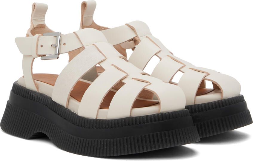 GANNI Off-White Grid Sandals - Picture 2