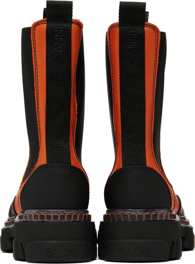 GANNI Orange Cleated Chelsea Boots - Picture 3