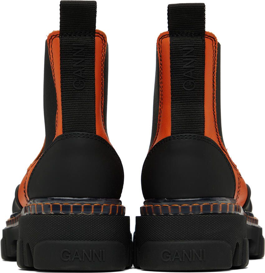 GANNI Orange Cleated Low Chelsea Boots