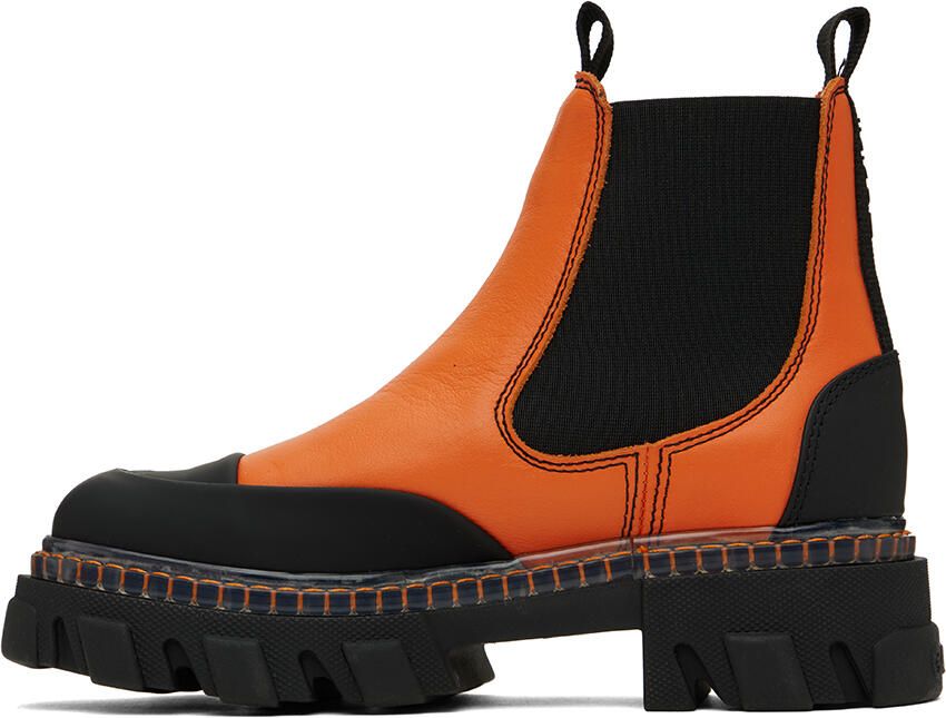 GANNI Orange Cleated Low Chelsea Boots - Picture 3