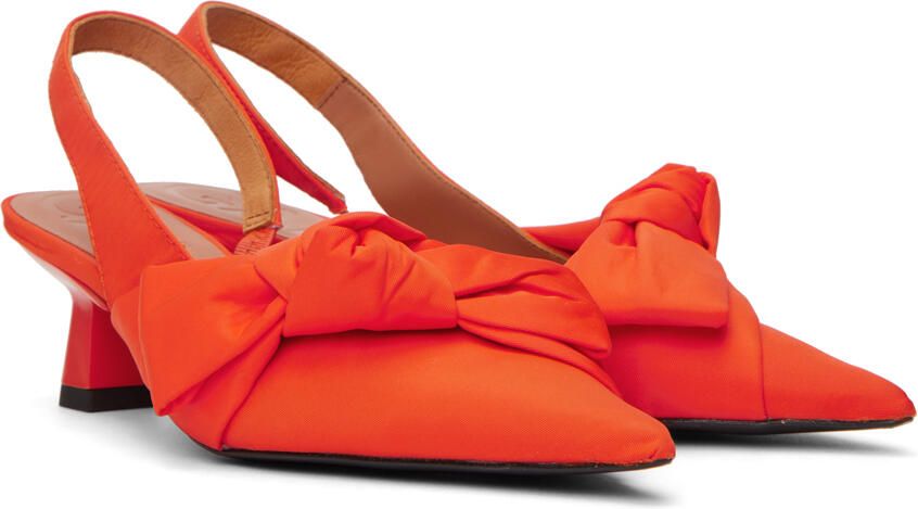 GANNI Orange Soft Bow Heels - Picture 2