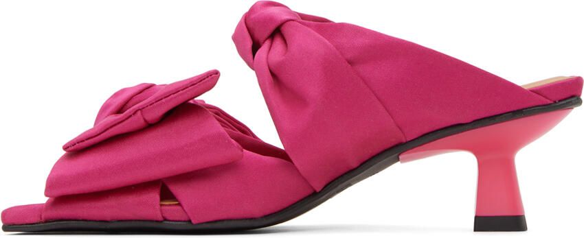 GANNI Pink Soft Bow Mules - Picture 3