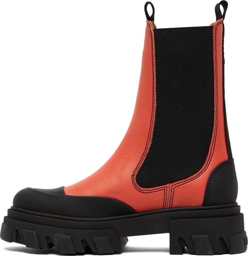 GANNI Red Chelsea Ankle Boots - Picture 2
