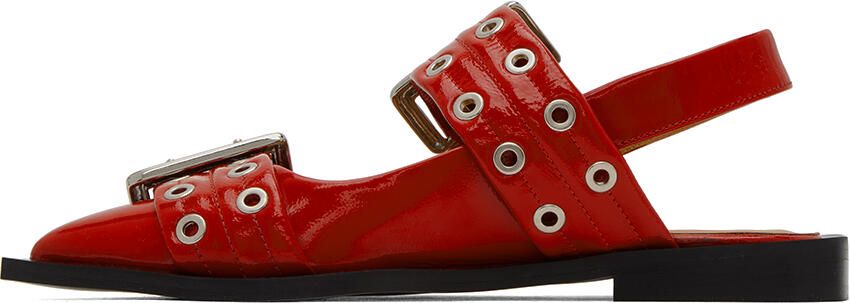 GANNI Red Wide Welt Buckle Loafers - Picture 3