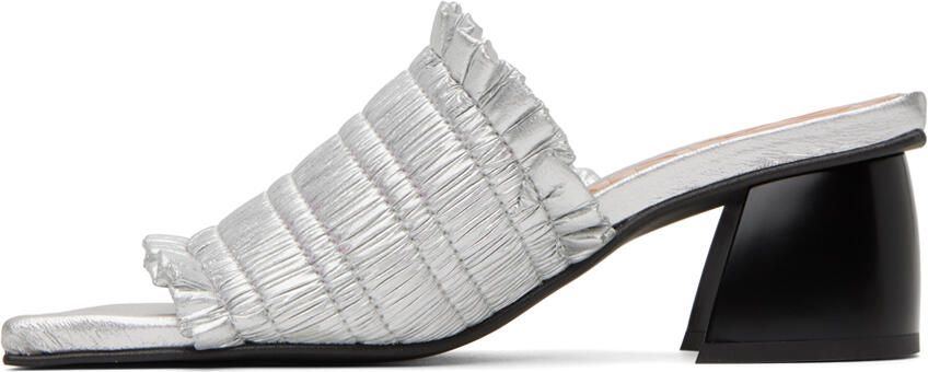 GANNI Silver Smock Mules - Picture 3