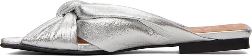 GANNI Silver Soft Knot Mules - Picture 4