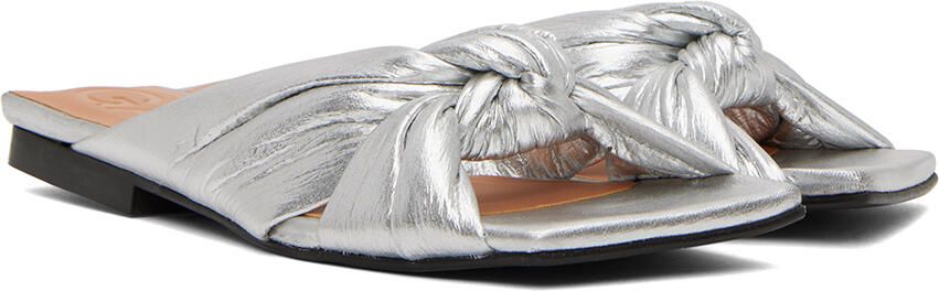 GANNI Silver Soft Knot Mules - Picture 3