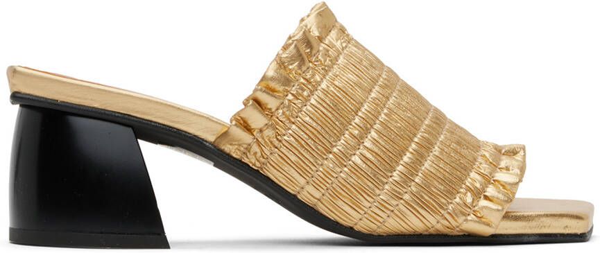 GANNI Gold Smock Mules - Picture 2