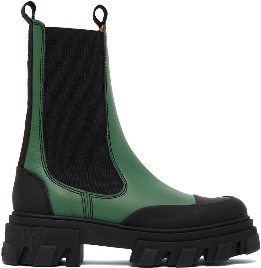 GANNI Green Chelsea Ankle Boots