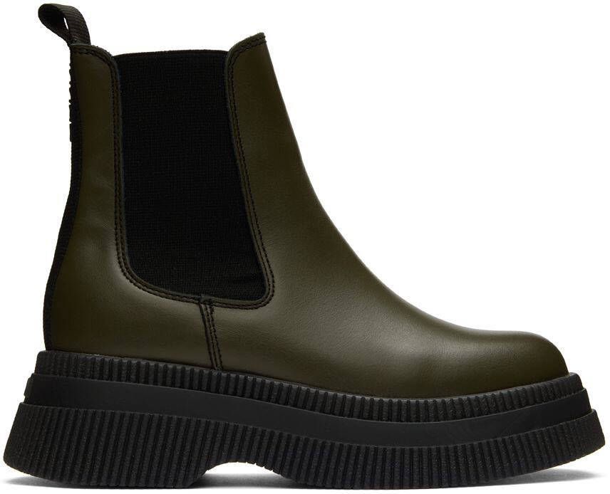 GANNI Green Chunky Chelsea Boots - Picture 5