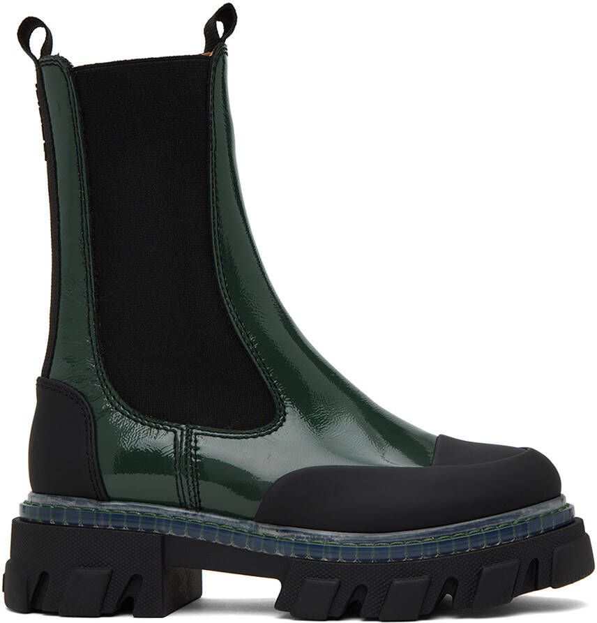 GANNI Green Cleated Chelsea Boots - Picture 4