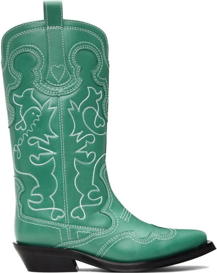 GANNI Green Western Boots - Picture 5